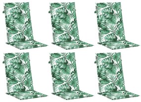 Almofadões cadeira de encosto alto 6 pcs tecido folhas