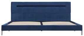 Estrutura de cama com LED 160x200 cm tecido azul