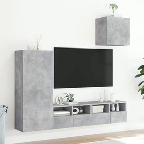 4 pcs móveis de parede p/ TV derivados de madeira cinza cimento