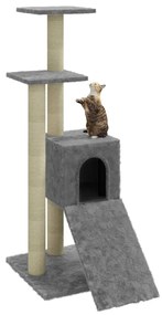 Árvore p/ gatos c/ postes arranhadores sisal 92 cm cinza-claro