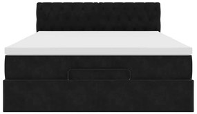 Estrutura de cama otomana com colchão 140x190 cm veludo preto