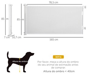 Barreira de Segurança para Cães Extensível 0-150cm Porta de Proteção Retrátil para Animais de Estimação Barreira para Escadas e Corredores Liga de Alu
