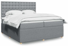 vidaXL Cama com molas/colchão 200x200 cm tecido cinza-claro