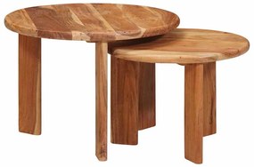 vidaXL Mesas de Café Empilháveis 2 pcs Madeira Sólida de Acácia