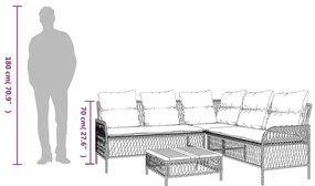 2 pcs conjunto sofás de jardim com almofadões vime PE preto
