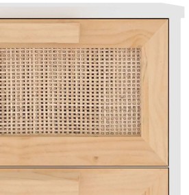 Aparador 40x30x90 cm madeira pinho maciça/vime natural branco