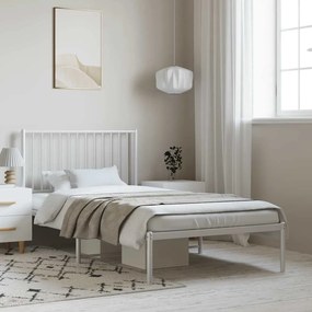Estrutura de cama com cabeceira 100x200 cm metal branco