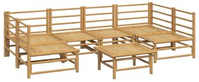 7 pcs conj. lounge de jardim bambu c/ almofadões cinzento-claro