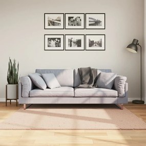 Tapete pelo curto macio e lavável HUARTE 160x160 cm rosa-pálido