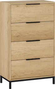 HOMCOM Cómoda de 4 Gavetas Cómoda para Dormitório Alta com Puxadores Metálicos Cómoda Estreita para 62x35x105 cm Castanho Rústico | Aosom Portugal