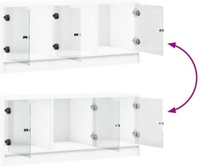 Móvel de TV c/ portas de vidro 102x37x42 cm branco