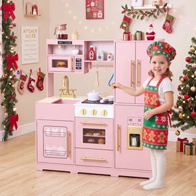 Cozinha Infantil de Brincar, 93 x 29,5 x 96 cm, Luzes e Sons Realistas, Rosa