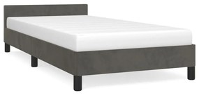 Estrutura de cama c/ cabeceira 80x200 cm veludo cinzento-escuro