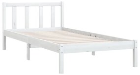 Estrutura de Cama Jane em Madeira de Pinho - 90x200 cm - Branco - Desi