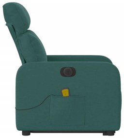 Poltrona elétrica elevatória massagens tecido verde-escuro