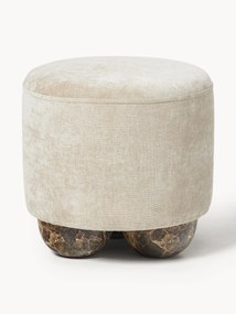 Pufe com pés esféricos com aspeto de mármore Lino