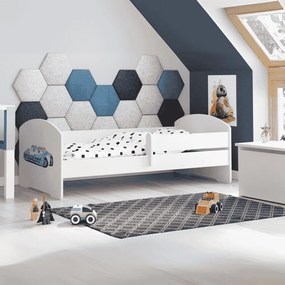 Cama infantil LUK polícia 140x70 branca com grade - colchão e estrado incluído