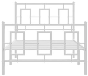 Estrutura de cama com cabeceira e pés 90x190 cm metal branco