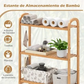 Organizador de casa de banho de bambu de 3 níveis, prateleiras ajustáveis