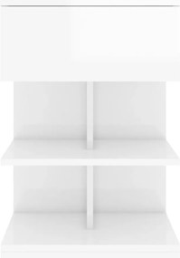 Mesa de cabeceira derivados de madeira branco brilhante
