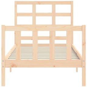 Estrutura cama de solteiro pequena c/ cabeceira madeira maciça