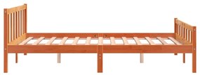 Cama sem colchão 150x200 cm madeira pinho maciça castanho-mel