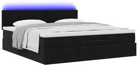 Estrutura de cama otomana com colchão 160x200 cm veludo preto