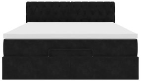 Estrutura de cama otomana com colchão 140x200 cm veludo preto