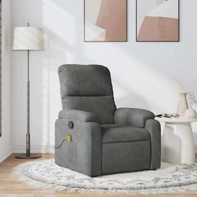 Poltrona de massagens reclinável tecido microfibra cinza-escuro