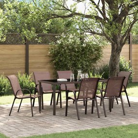 vidaXL Cadeiras de jardim empilháveis 6 pcs textilene castanho