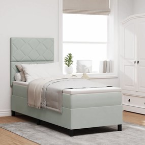 Cama Box Spring vidaXL com Colchão Cinza Claro 80x200 cm Veludo