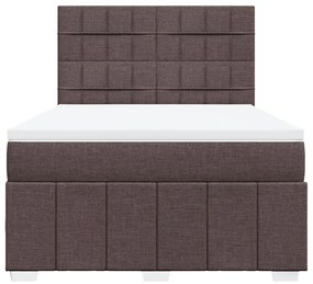 Cama com molas/colchão 140x200 cm tecido castanho-escuro