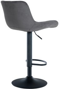 Conjunto de 2 bancos de bar Tover em veludo com estrutura preta 48 x 81-105 x 54 cm Cinzento escuro