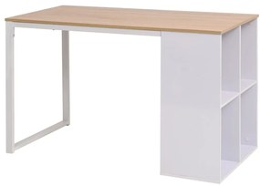 Secretária 120x60x75 cm cor carvalho e branco