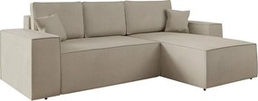 Sofá de canto Clovis 108, Cama com arrumação, 279x174x94cm, 120 kg, Pernas: Plástico, Madeira: Pinheiro