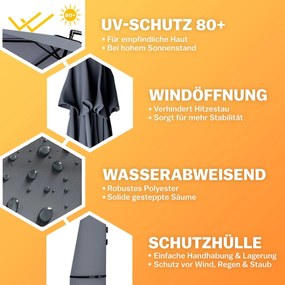 Guarda-sol cantilever em alumínio Ø300cm Proteção UV 80+antracite