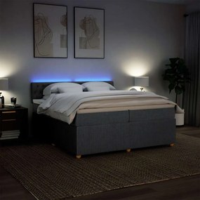 Cama com molas/colchão 200x200 cm tecido cinzento-escuro