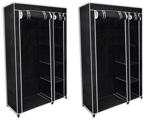 60720 vidaXL Roupeiros de tecido 2 pcs preto