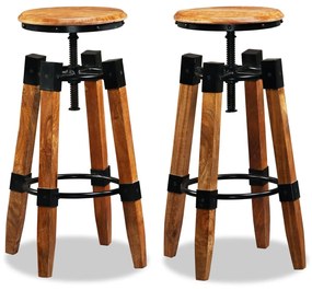vidaXL Bancos de bar 2 pcs madeira de mangueira maciça