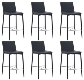 vidaXL Bancos de bar 6 pcs couro artificial preto