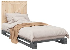 Estrutura de cama com cabeceira 90x200 cm pinho maciço cinzento