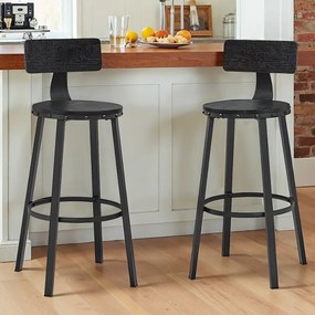 Conjunto de 2 bancos altos de bar Ø54 x 99 cm Preto