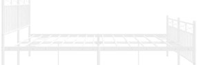 Estrutura de cama com cabeceira e pés 200x200 cm metal branco
