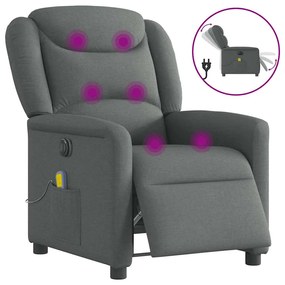 vidaXL Poltrona reclinável de massagens elétrica tecido cinza-escuro