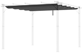 Cobertura para Pérgola 2,5x2,55 cm Teto de Substituição Retrátil para Pérgola com 10 Orifícios de Drenagem Cinza Escuro