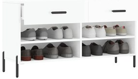 Banco sapateira 102x35x55 cm derivados madeira branco brilhante