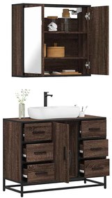 vidaXL 2 pcs conj. móveis WC derivados madeira cor carvalho castanho