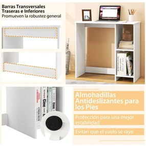 Mesa para computador Mesa de escritório com 2 prateleiras para pequenos espaços Escritório moderno estudo 80 x 40 x 74 cm branco