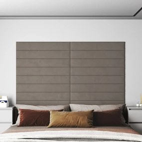 343891 vidaXL Painel de parede 12 pcs 90x15 cm veludo 1,62 m² cor cinza-claro