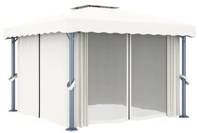 Gazebo com cortina 3x3 m alumínio branco nata